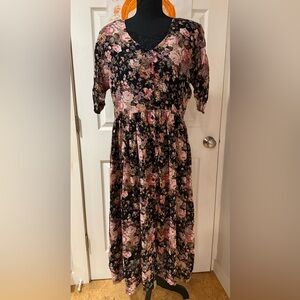 Vintage 80's Floral Black Lace “Nostalgia" Dress Size Small